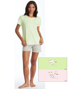 Pigiama donna a manica corta in jersey di cotone Crazy Farm 15922 2