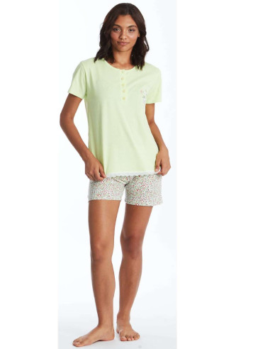 Pigiama donna a manica corta in jersey di cotone Crazy Farm 15922