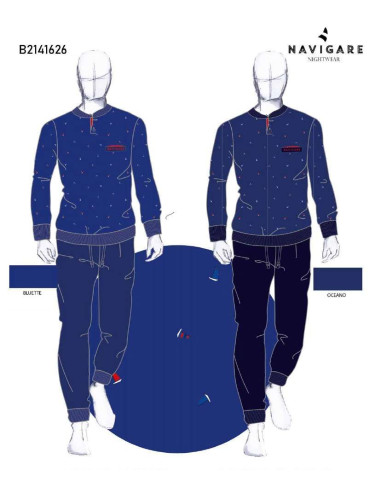 Men's long sleeves cotton jersey pajamas Navigare 141626