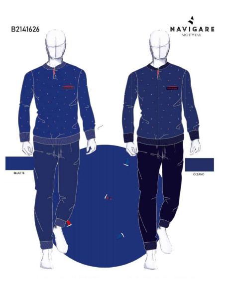 Pigiama uomo in jersey di cotone manica lunga Navigare 141626
