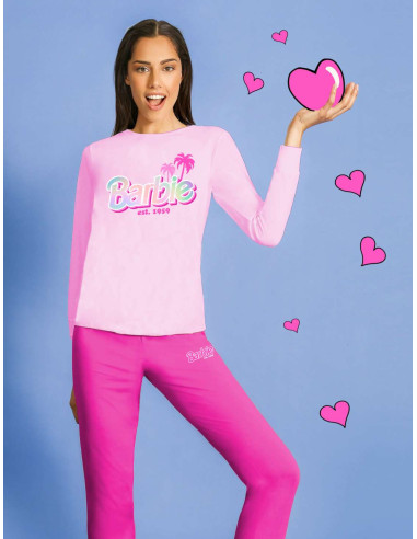 Girl's long sleeves cotton jersey pajamas Barbie BA50C6078