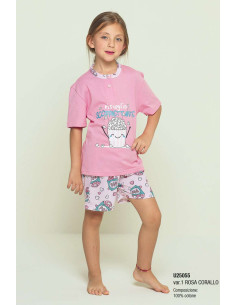 Pigiama corto da bambina in jersey di cotone Gary U25055-35055 2