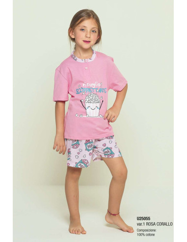 Girl's cotton jersey short pajamas Gary U25055-35055 Girl's cotton jersey short pajamas Gary U25055-35055