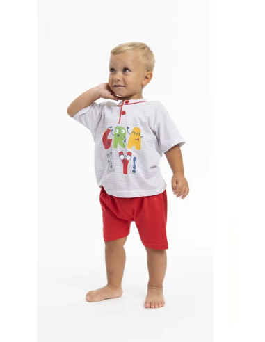 Newborn cotton jersey short pajamas Gary P15030