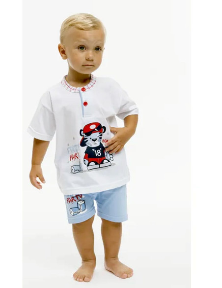 Newborn cotton jersey short pajamas Gary P15031 Newborn cotton jersey short pajamas Gary P15031