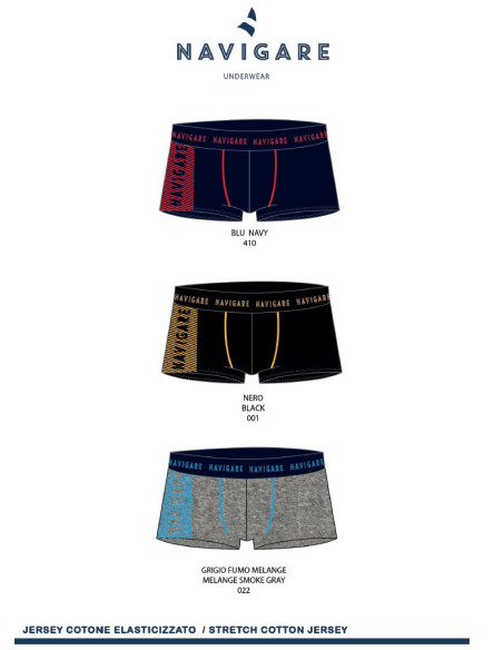 Gruppo 3 boxer uomo moda in cotone elasticizzato Navigare 2206Z Gruppo 3 boxer uomo moda in cotone elasticizzato Navigare 2206Z