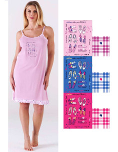 Camicia da notte donna a spalla stretta fantasia Karelpiu' KC6290