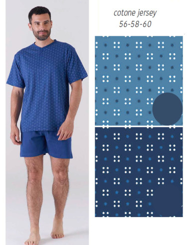 Men's OVERSIZES short cotton jersey pajamas Karelpiu' KC4175