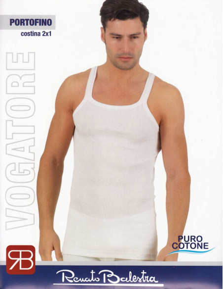 Canottiera uomo in cotone a costine Renato Balestra Portofino