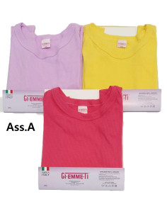 Gruppo 3 canottiere donna spalla stretta in cotone colorato a costine Giemmeti 90002 2