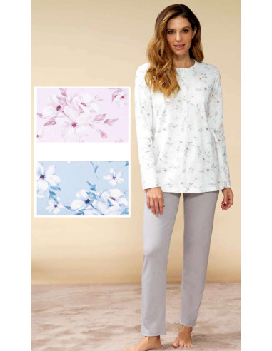 Pigiama donna in jersey di cotone caldo Linclalor 92897