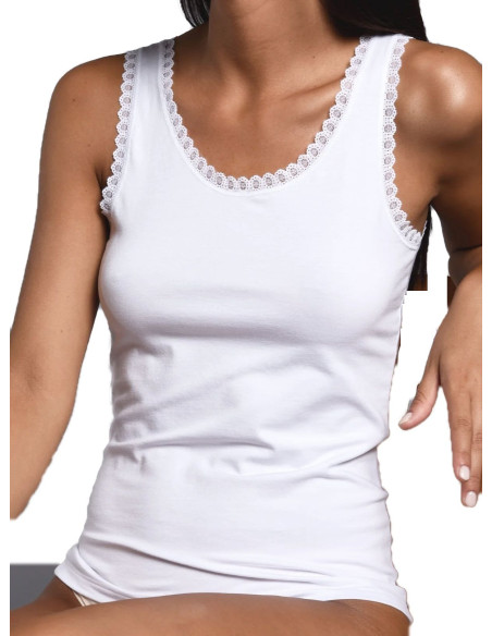 Women's wide shoulder vest with lace profiles Esse Speroni 1705