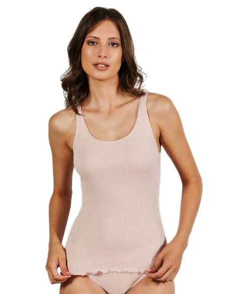 Canottiera donna spalla larga in cotone a coste Esse Speroni S5202