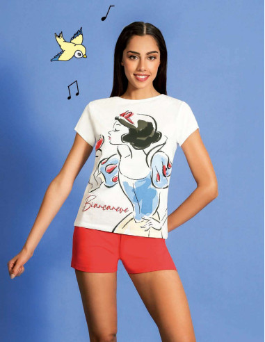 Woman cotton jersey short pajamas Disney Snow White DYD0332 Woman cotton jersey short pajamas Disney Snow White DYD0332