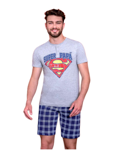 Pigiama uomo a manica corta in jersey di cotone Superman DCM4315 Pigiama uomo a manica corta in jersey di cotone Superman DCM4315