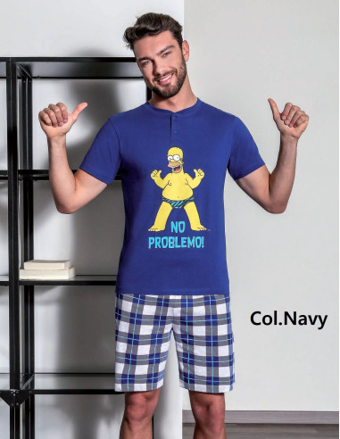 Men's cotton jersey short pajamas Simpson SMG7313