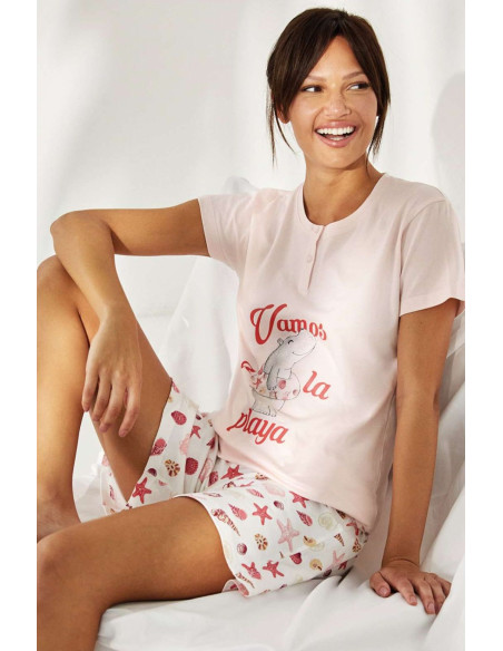 Pigiama donna a manica corta in jersey di cotone Enrico Coveri EP5223 Pigiama donna a manica corta in jersey di cotone Enrico Coveri EP5223