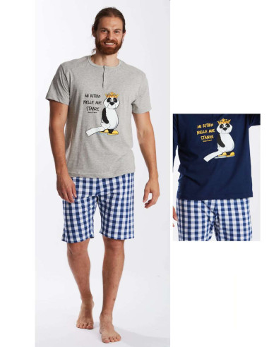 Pigiama uomo corto in jersey di cotone Crazy Farm 15955