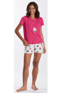 Women's short cotton jersey pajamas Crazy Farm 15906