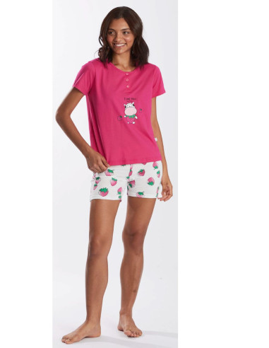 Women's short cotton jersey pajamas Crazy Farm 15906