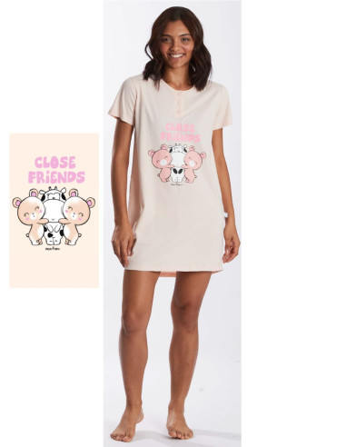 Women's half sleeves cotton jersey nightdress Crazy Farm 15910