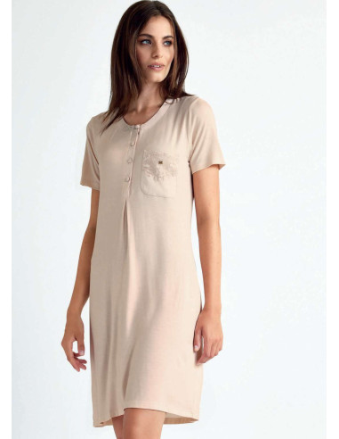 Camicia da notte donna a manica corta in viscosa Lormar Saten SAT1328