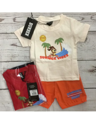 Completo corto neonato t-shirt+pantaloncino Burber 90431