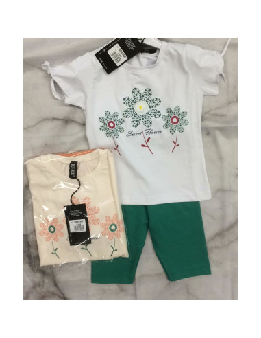Completo corto due pezzi bambina t-shirt+pantaloncino Burber 80768