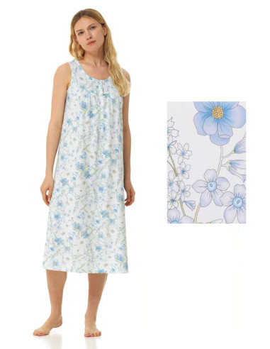 Camicia da notte donna in jersey di cotone a spalla larga Linclalor 74977