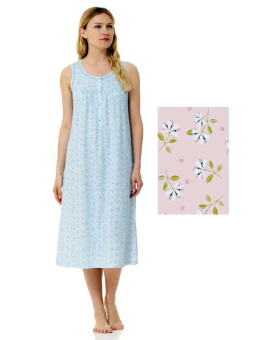 Camicia da notte donna in jersey di cotone a spalla larga Linclalor 75010