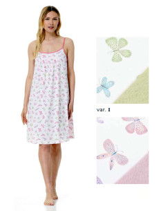Camicia da notte donna a spalla stretta in jersey di cotone Linclalor 74983