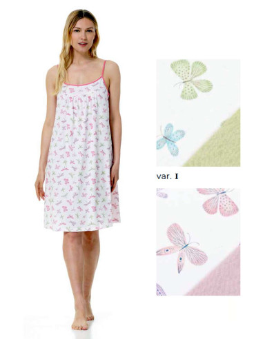 Camicia da notte donna a spalla stretta in jersey di cotone Linclalor 74983