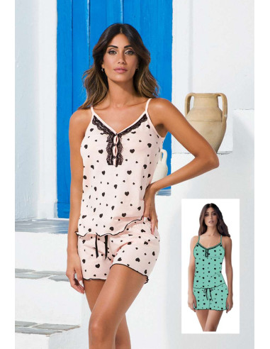 Pigiama donna a spallina stretta in jersey di cotone Intimami ID1149