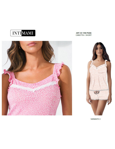Woman viscose jersey wide shoulder pajamas with shorts Intimami ID1156 Woman viscose jersey wide shoulder pajamas with shorts Intimami ID1156