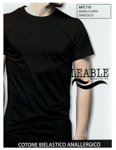 T-shirt uomo girocollo in cotone bi-elastico a V Leable 710