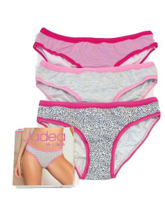 Gruppo 3 slip donna moda in cotone elasticizzato Jadea 6399