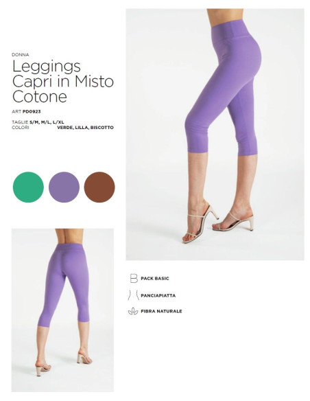 Group of 3 Capri pants woman flat belly band Gladys PD0923 Fashion Group of 3 Capri pants woman flat belly band Gladys PD0923 Fashion