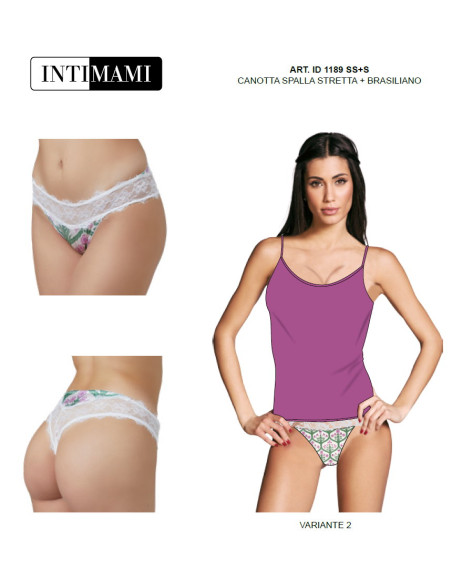 Women's silky satin top and lace brazilian briefs Intimami ID1189 Women's silky satin top and lace brazilian briefs Intimami ID1189