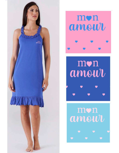 Camicia da notte donna a spalla stretta in jersey di cotone Karelpiu' KC6308 Camicia da notte donna a spalla stretta in jersey di cotone Karelpiu' KC6308