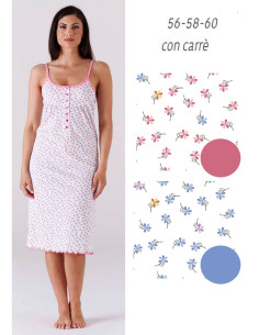 Women's cotton jersey CALIBRATED thin straps nightdress Karelpiu' KC6259