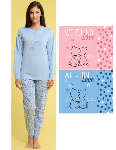 Pigiama donna a serafino in jersey di cotone Karelpiu' KC4119