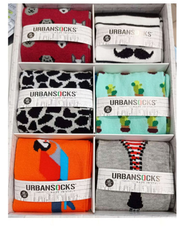Group of 6 pairs of patterned men's socks in stretch cotton Urban Socks 901-5