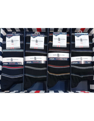 Group of 3 elastic cotton men long socks Marina Yachting MF33111