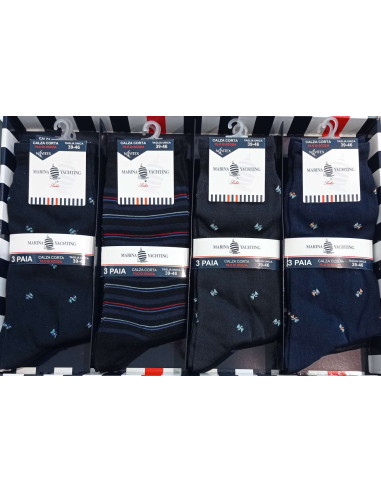 Gruppo 3 calzini corti in cotone elasticizzato Marina Yachting MF306