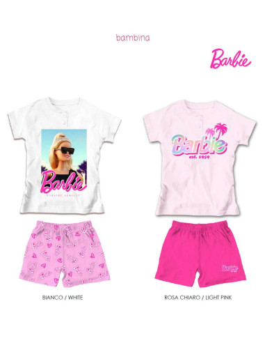 Pigiama da bambina a manica corta in jersey di cotone Barbie BA52C6079