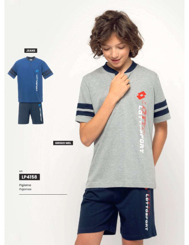 Pigiama corto da ragazzo in jersey di cotone Lotto LP4158
