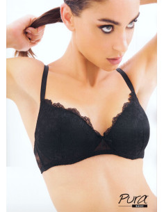 Unwired padded push-up bra in lace and micro Pura Bianca 2