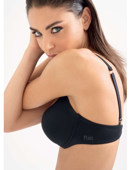 Underwired padded balcony microfiber bra Pura art. Bianca