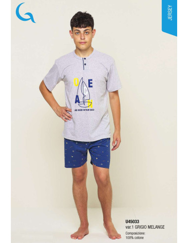 Pigiama da ragazzo corto in jersey di cotone Gary U45033