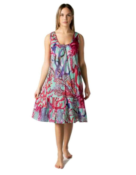 Abito donna a spalla larga in cotone fantasia Marila 3303 Abito donna a spalla larga in cotone fantasia Marila 3303